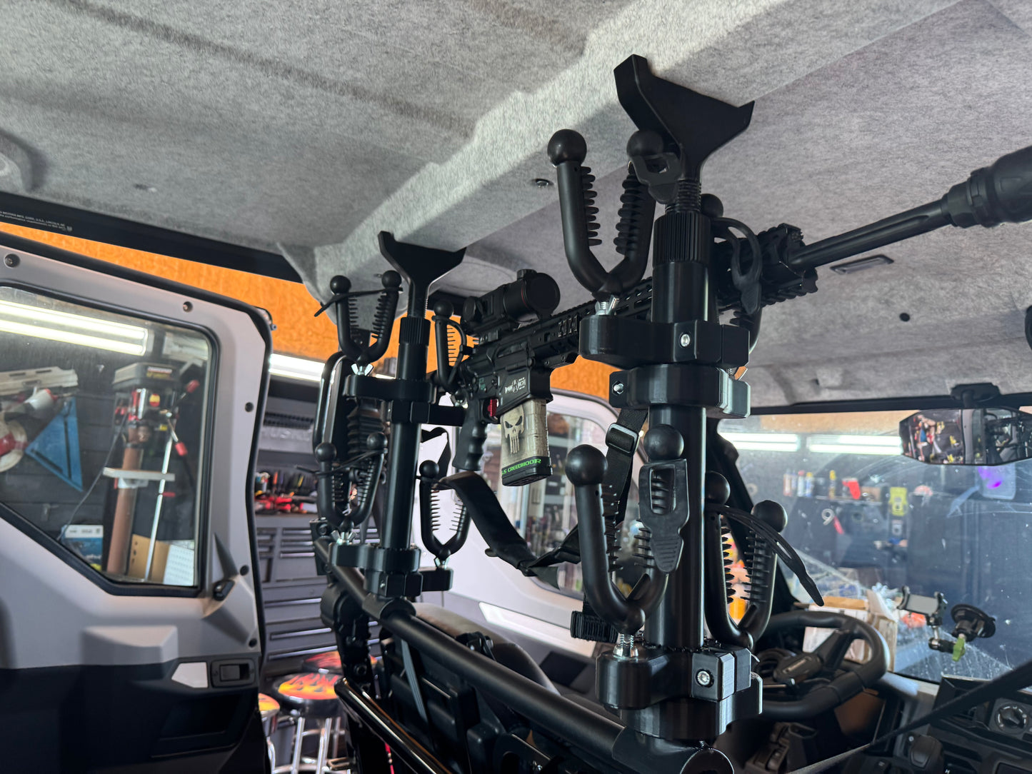 Kawasaki Ridge Crew, Camo HVAC, Mid Cage, 2,3, and 4 Place Rifle Mounting System